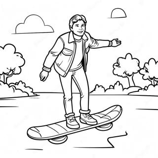 Marty Mcfly Op Hoverboard Kleurplaat 23304-21383