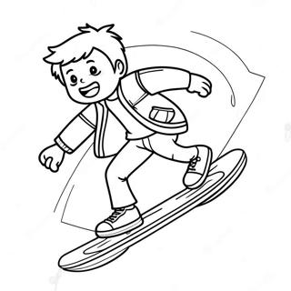 Marty Mcfly Op Hoverboard Kleurplaat 23304-21384