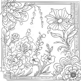 Chinoiserie Bloem Motief Kleurplaat 23433-21655