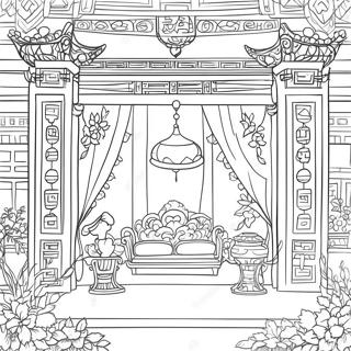 Elegante Chinoiserie Scene Kleurplaat 23434-21488