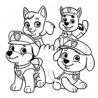 Charmante Paw Patrol Personages Bij Thanksgiving Kleurplaat 23554-21583