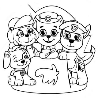 Charmante Paw Patrol Personages Bij Thanksgiving Kleurplaat 23554-21584