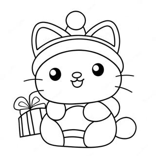 Feestelijke Hello Kitty Met Kerstmuts Kleurplaat 23874-22011