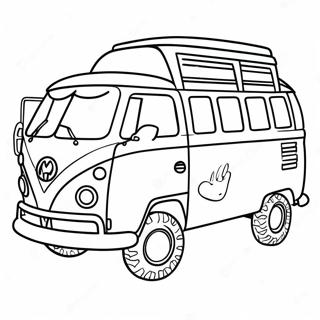 Groovy Hippie Bus Kleurplaat 24034-22139