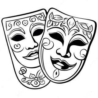 Kleurige Theater Maskers Kleurplaat 24385-22411