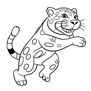 Jaguar Mascotte Springen Kleurplaat 24415-22434