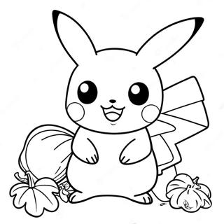 Pikachu Met Thanksgiving Kalkoen Kleurplaat 24455-22465