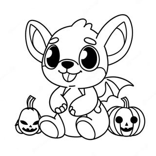 Schattige Halloween Stitch Met Pompoen Kleurplaat 2453-1998