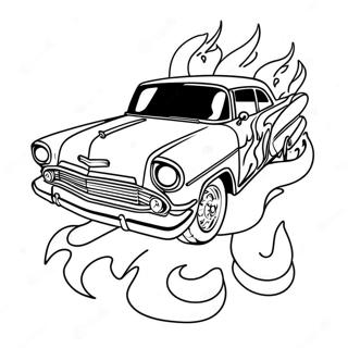 Klassieke Chicano Lowrider Met Vlammen Kleurplaat 26147-23991