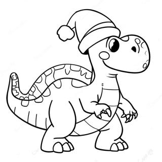 Feestelijke Dinosaurus Met Kerstmuts Kleurplaat 2633-2149