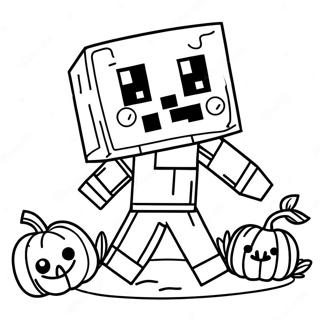 Schattige Minecraft Zombie Met Pompoen Kleurplaat 27534-25069