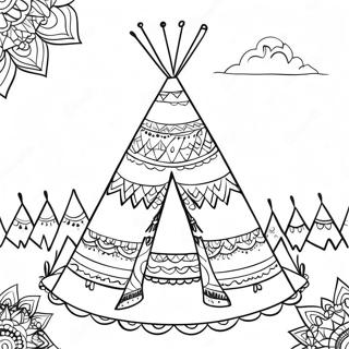 Kleurrijke Teepee Met Patronen Kleurplaat 27704-25205