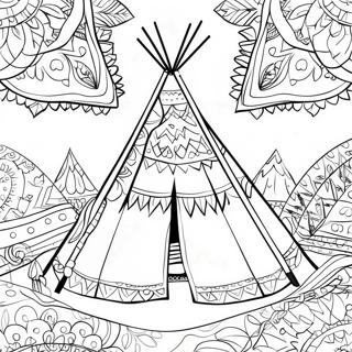 Kleurrijke Teepee Met Patronen Kleurplaat 27704-25206