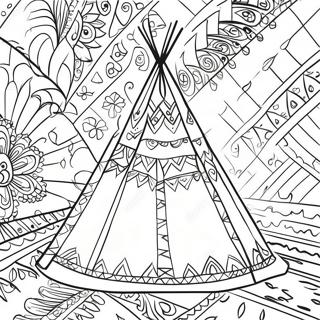 Kleurrijke Teepee Met Patronen Kleurplaat 27704-25207