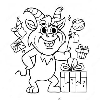 Speelse Krampus Met Cadeaus Kleurplaat 27744-25239