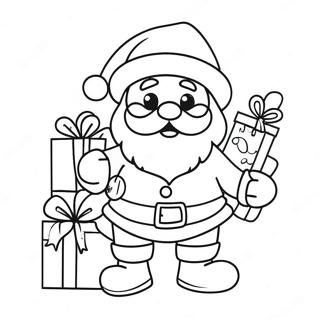 Vrolijke Kerstman Met Cadeaus Kleurplaat 27804-25285