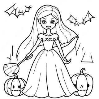 Spooky Halloween Barbie Met Pompoen Kleurplaat 28055-25477