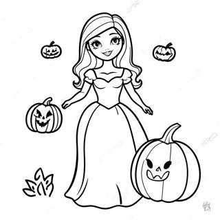 Spooky Halloween Barbie Met Pompoen Kleurplaat 28055-25478