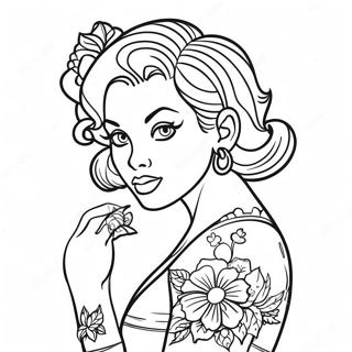 Vintage Tattoo Pin Up Kleurplaat 28587-25885