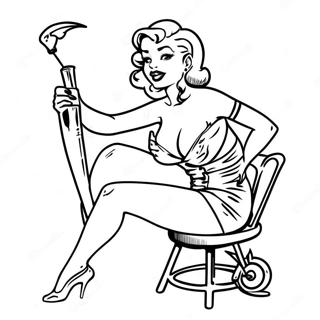 Vintage Tattoo Pin Up Kleurplaat 28587-25886