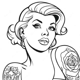 Vintage Tattoo Pin Up Kleurplaat 28587-25887