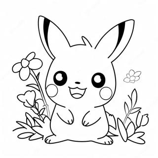 Schattige Pikachu Met Bloemen Kleurplaat 28697-25973