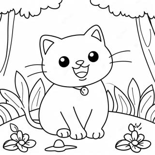 Speelse Cartoon Kat In De Tuin Kleurplaat 2919-2365