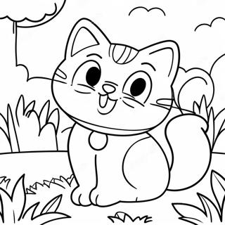 Speelse Cartoon Kat In De Tuin Kleurplaat 2919-2367