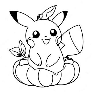 Schattige Pikachu In Een Pompoen Kleurplaat 29267-26429