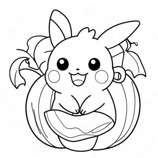 Schattige Pikachu In Een Pompoen Kleurplaat 29267-26430