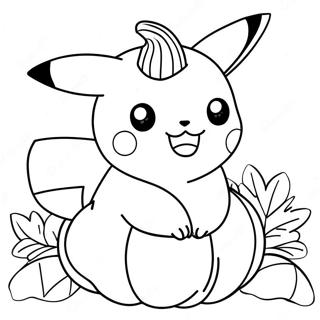 Schattige Pikachu In Een Pompoen Kleurplaat 29267-26432