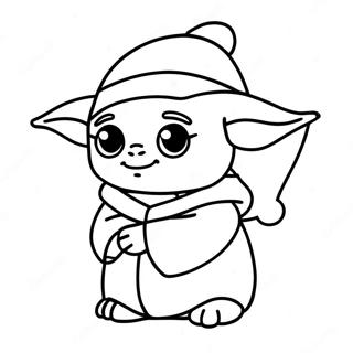 Schattige Baby Yoda Met Kerstmuts Kleurplaat 30139-27111