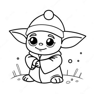 Schattige Baby Yoda Met Kerstmuts Kleurplaat 30139-27112