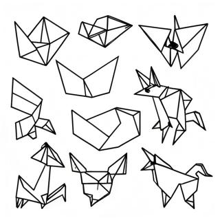 Kleurige Origami Dieren Kleurplaat 30259-27207