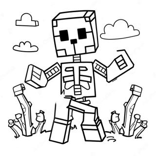 Griezelig Minecraft Skelet Kleurplaat 30459-27363