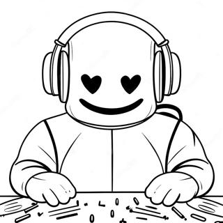 Dj Marshmello Met Kleurrijke Koptelefoon Kleurplaat 30789-27627