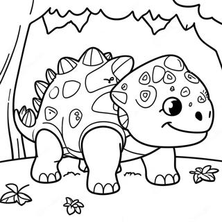 Schattige Ankylosaurus In Een Bos Kleurplaat 30799-27634