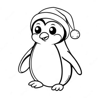 Schattige Pinguin Met Kerstmuts Kleurplaat 30929-27738