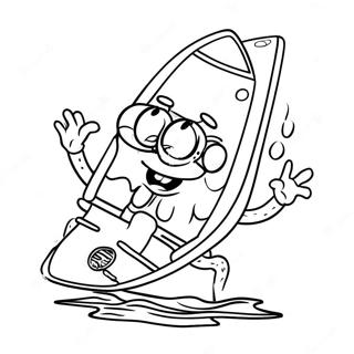 Chill Spongebob Met Een Surfplank Kleurplaat 31489-28188