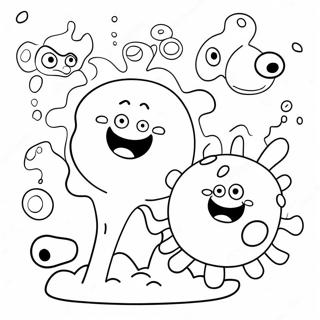 Schattige Cartoon Bacterien Kleurplaat 31519-28211