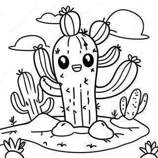 Schattige Cactus In De Woestijn Kleurplaat 31719-16281