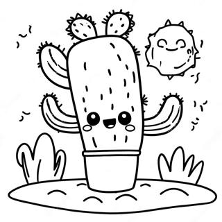 Schattige Cactus In De Woestijn Kleurplaat 31719-16284