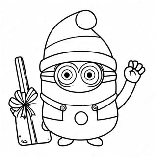 Feestelijke Minion Met Kerstmuts Kleurplaat 32210-16665