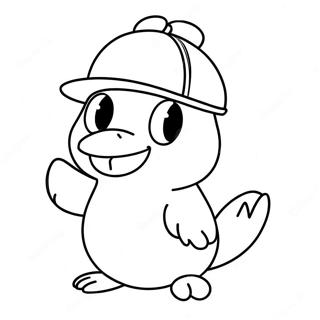 Grappige Psyduck Met Een Hoed Kleurplaat 34453-28701