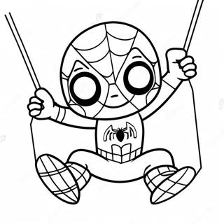 Chibi Spider Man Swingende Kleurplaat 36084-30101