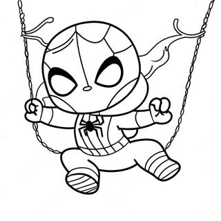 Chibi Spider Man Swingende Kleurplaat 36084-30102