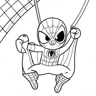 Chibi Spider Man Swingende Kleurplaat 36084-30103