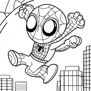 Chibi Spider Man Swingende Kleurplaat 36084-30104