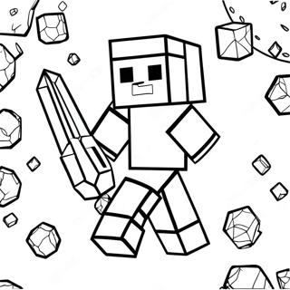 Minecraft Steve Met Diamant Pantser In Actie Kleurplaat 36675-30559