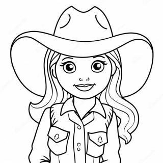 Schattige Cowgirl Met Een Hoed Kleurplaat 3690-3000